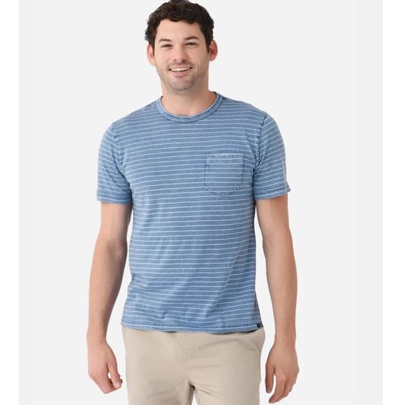 Faherty Men's Indigo Pocket Tee Striped Coastal Preppy Size L - Picture 1 of 8